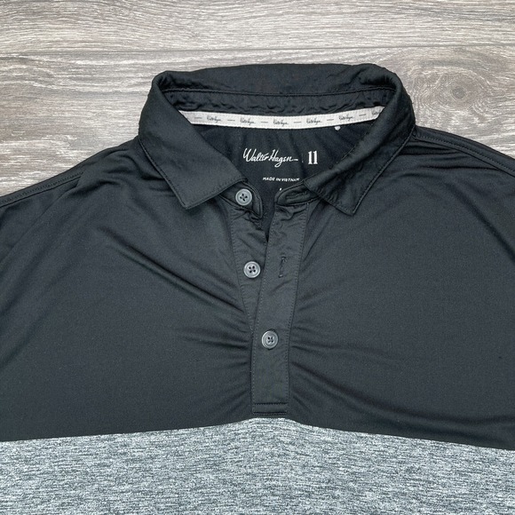 Walter Hagen Polo Shirt Mens Large Black Gray 11 Majors Performance Golf Stretch - Picture 2 of 15